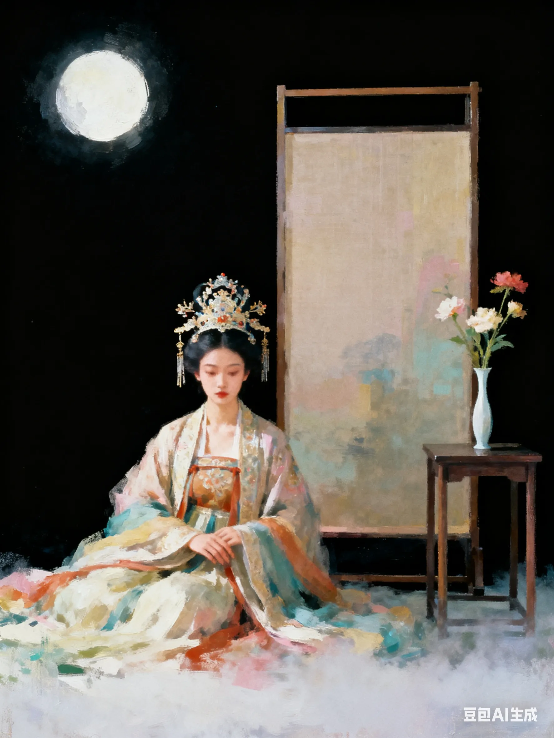 豆包AI生成的国潮美妆海报